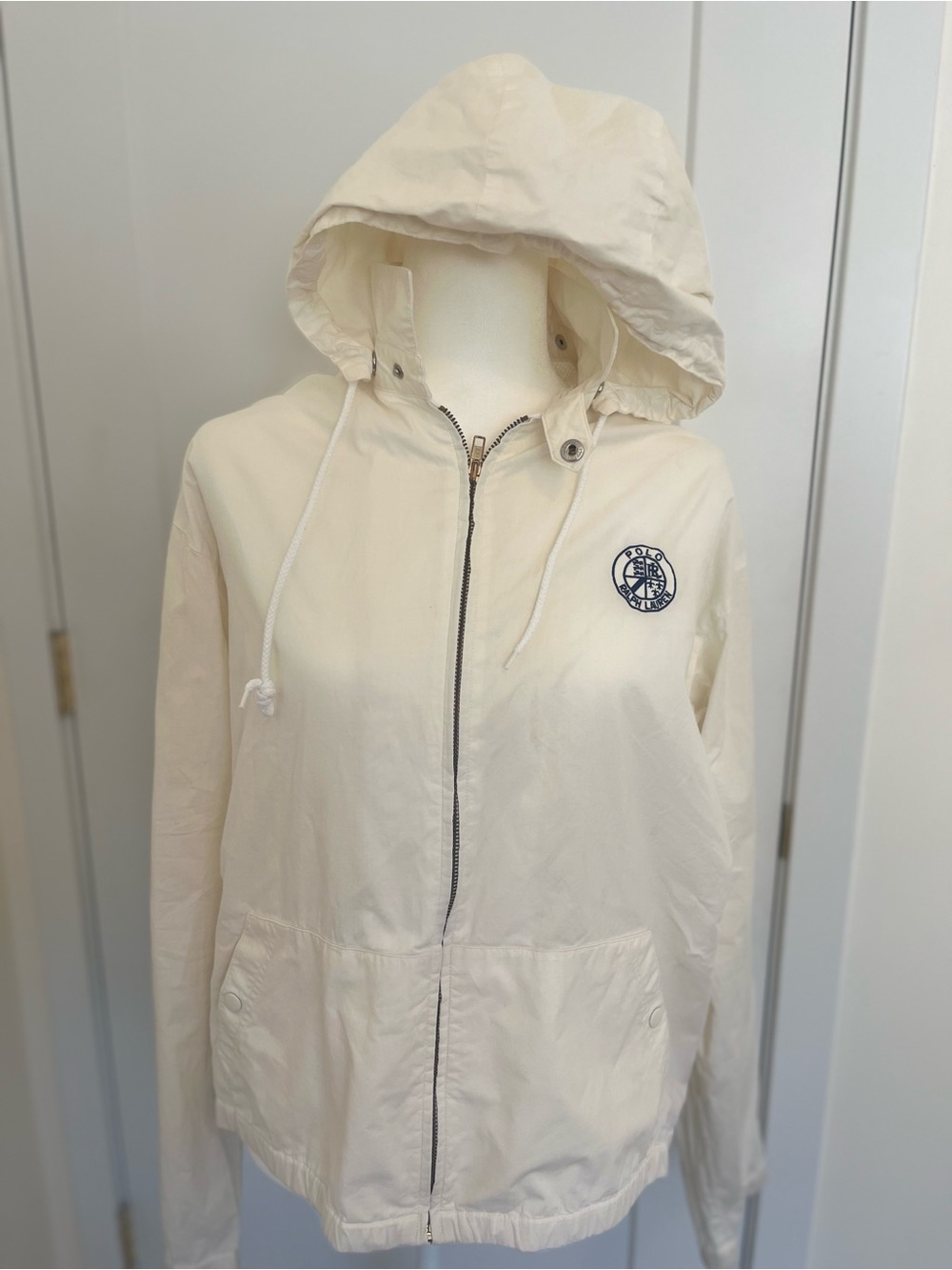 Polo by Ralph Lauren Cream Hooded Windbreaker Jacket